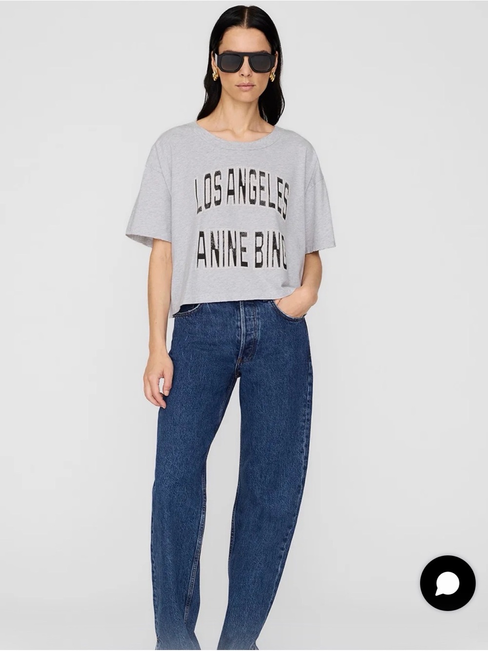 Anine Bing Cropped Los Angeles Tee XS